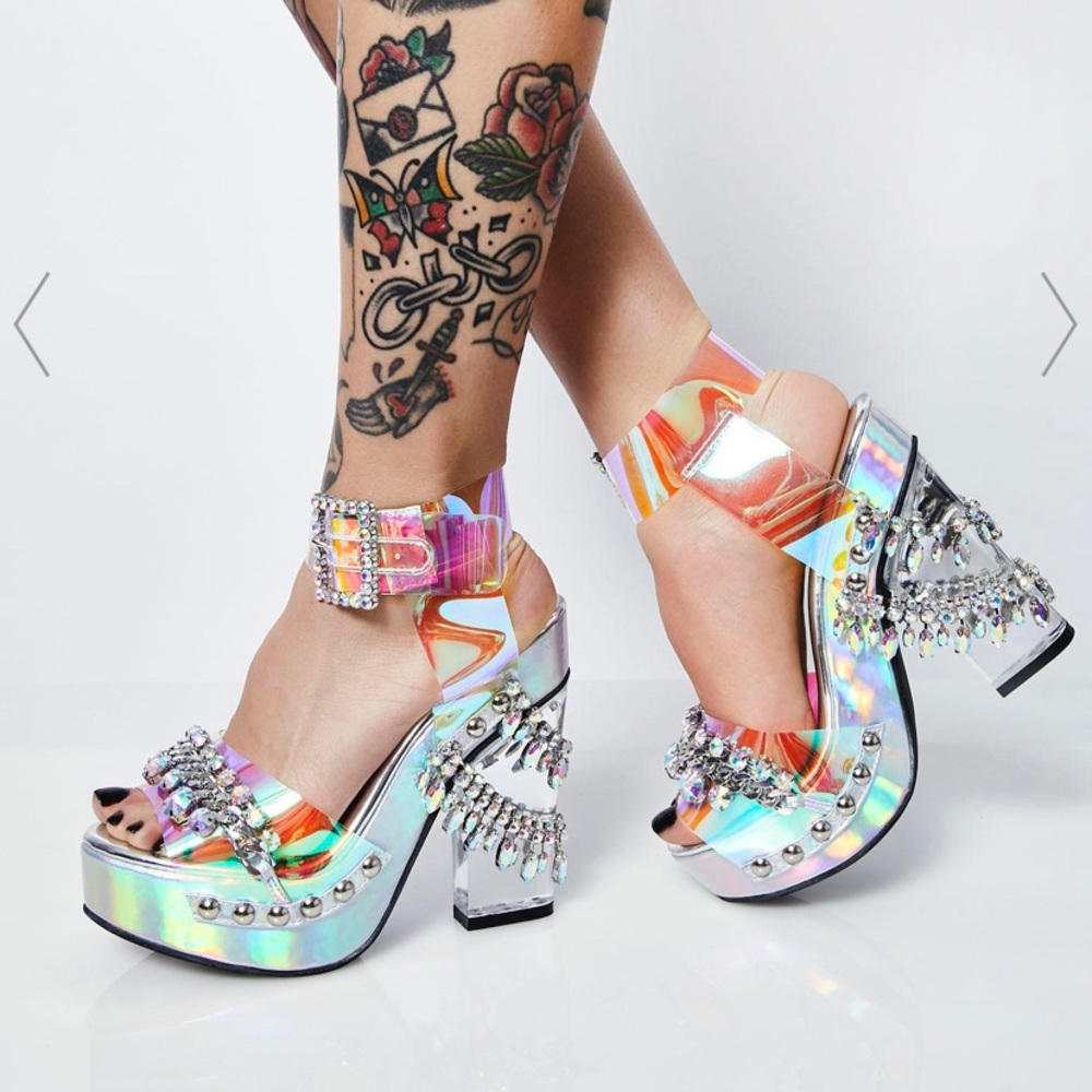 Dolls Kill Sugar Thrillz Rhinestone Platform